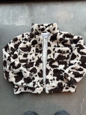 Le Lis Sherpa Cow Print Jacket